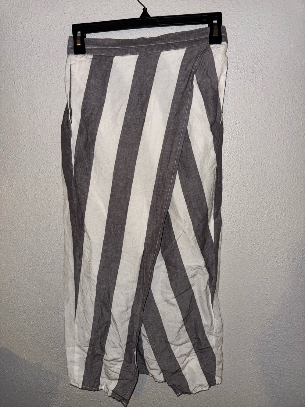 XS Madewell Striped Wrap Skirt - Gray & White